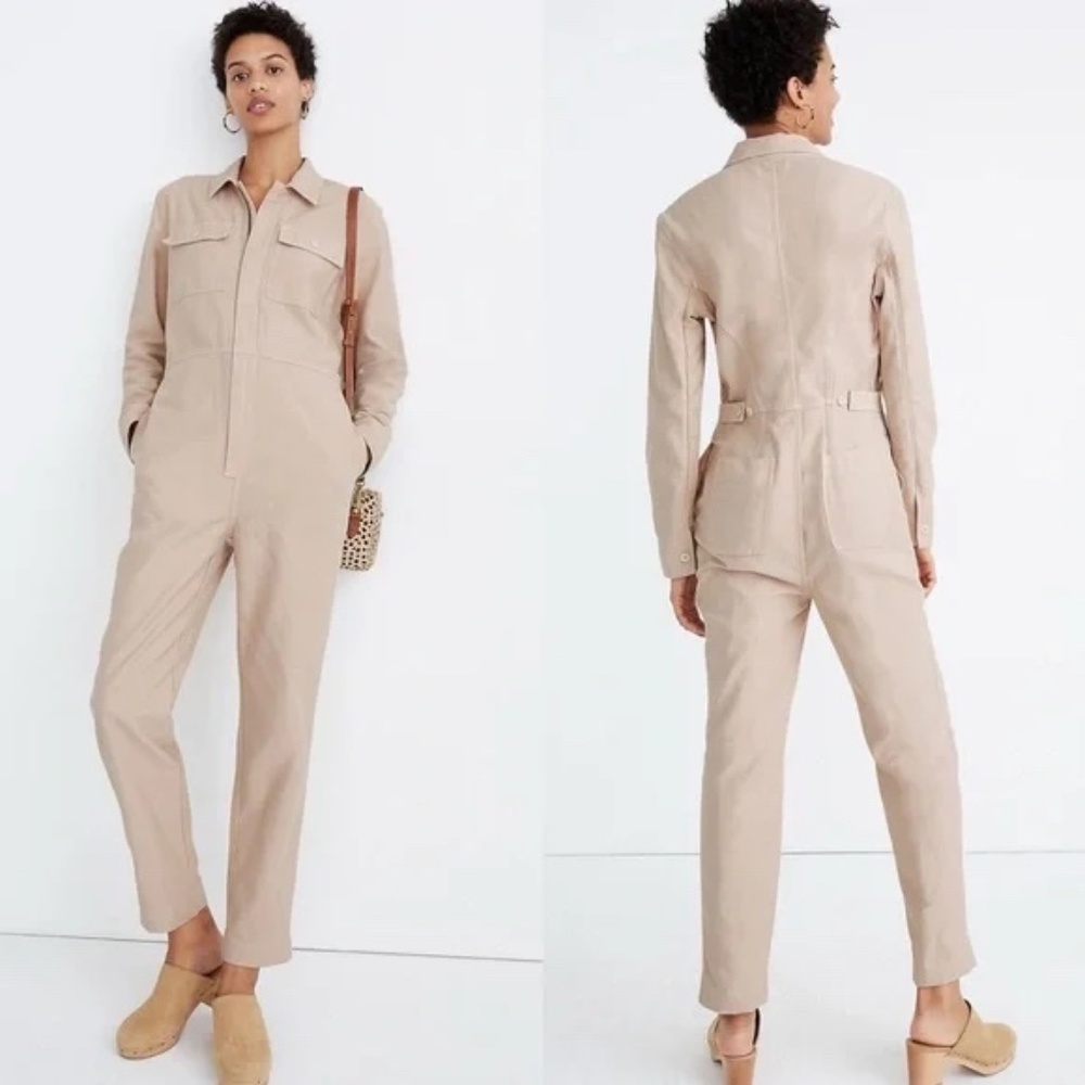 Madewell Tan Cotton Garment-Dyed Zip-Front Coverall Jumpsuit Petite XS